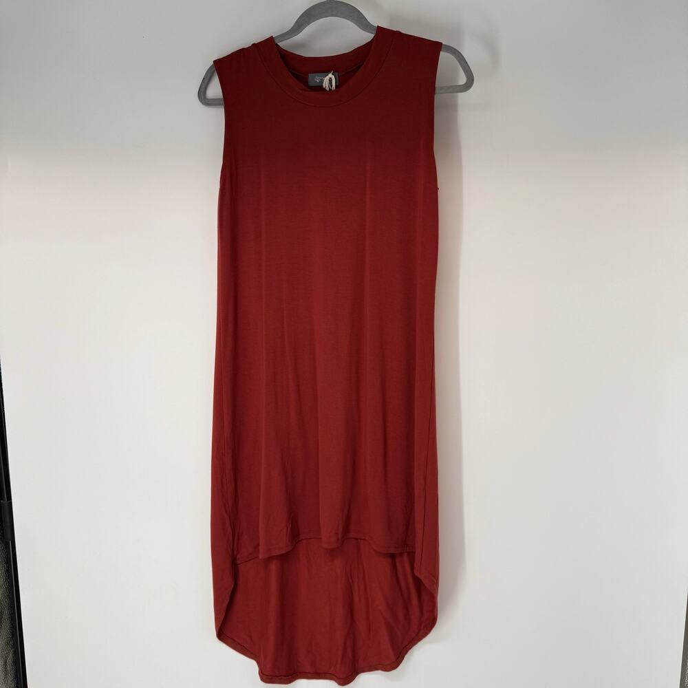 NWT Figwood High Low Tank Dress Women's One Size Chocolate  Mock Neck Sleeveless